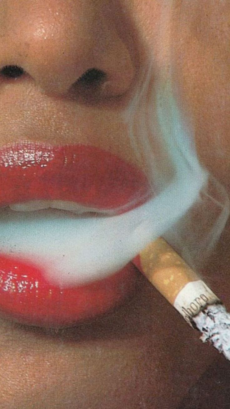 Woman Smoking Cigarette Close Up Canvas Wall Art, Large Vertical