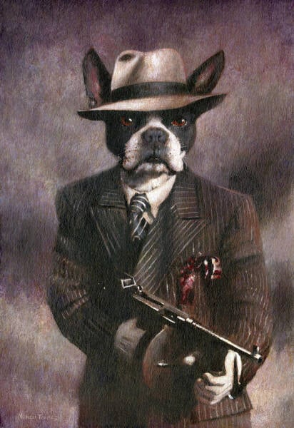 Vintage Dog Gangster Canvas Wall Art