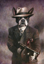 Vintage Dog Gangster Canvas Wall Art