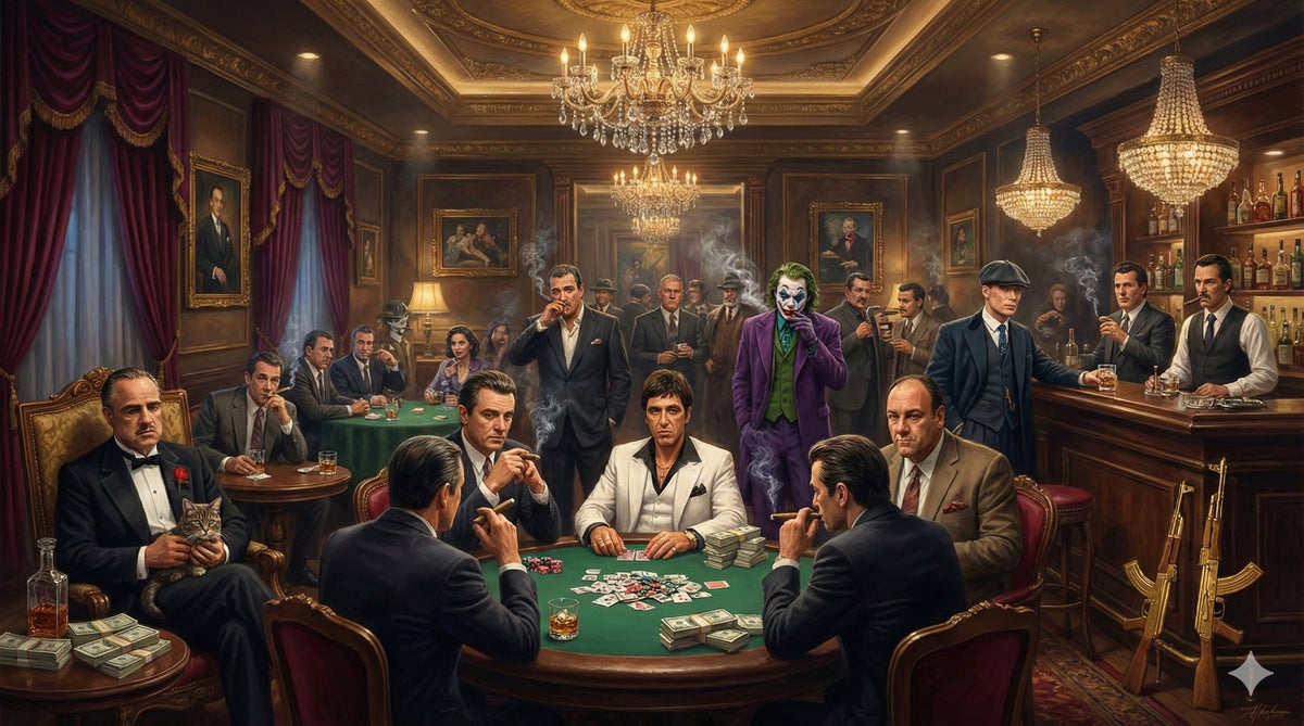 Mafia Canvas Wall Art, gangster artwork, casino scene print