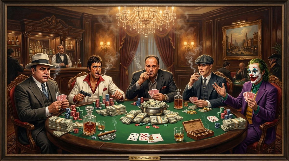 Gangster Canvas Wall Art, Mafia Poker Scene, Casino Wall Decor