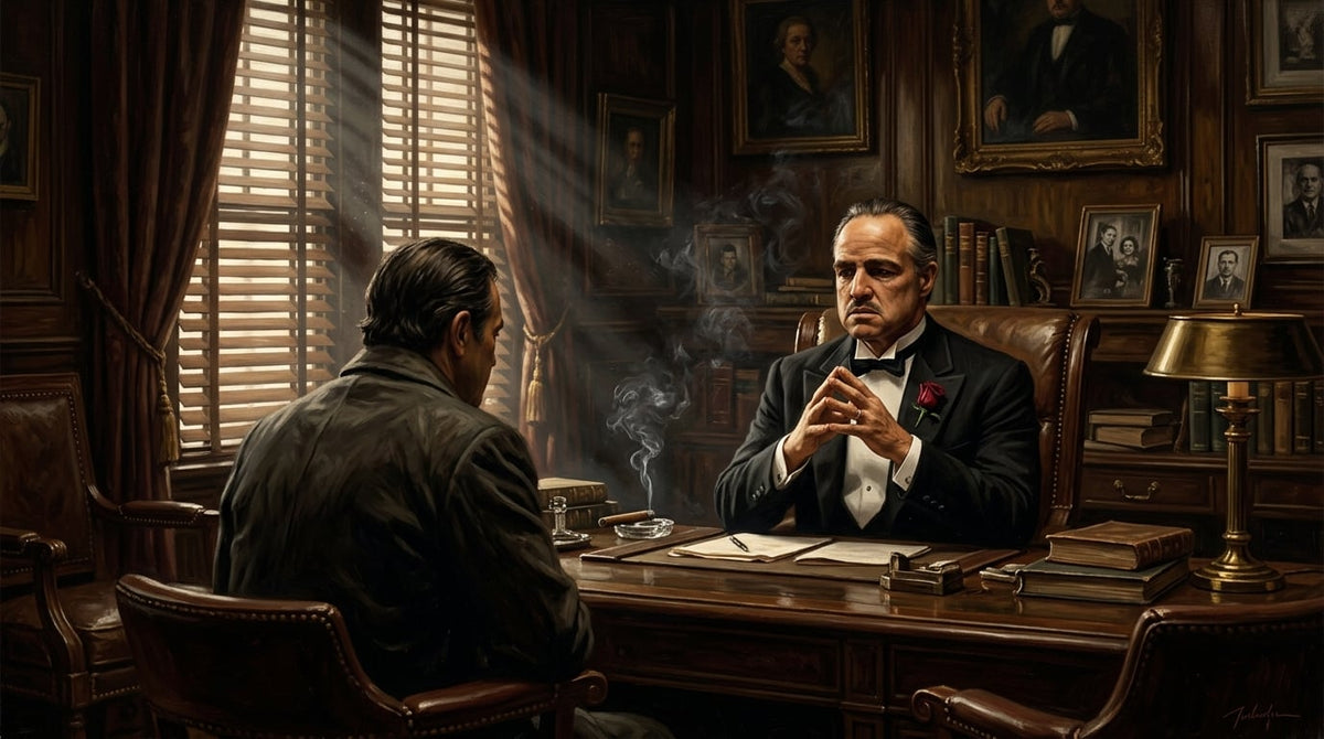 Gangster Mafia Canvas Wall Art, Godfather Scene, Vintage Office Decor