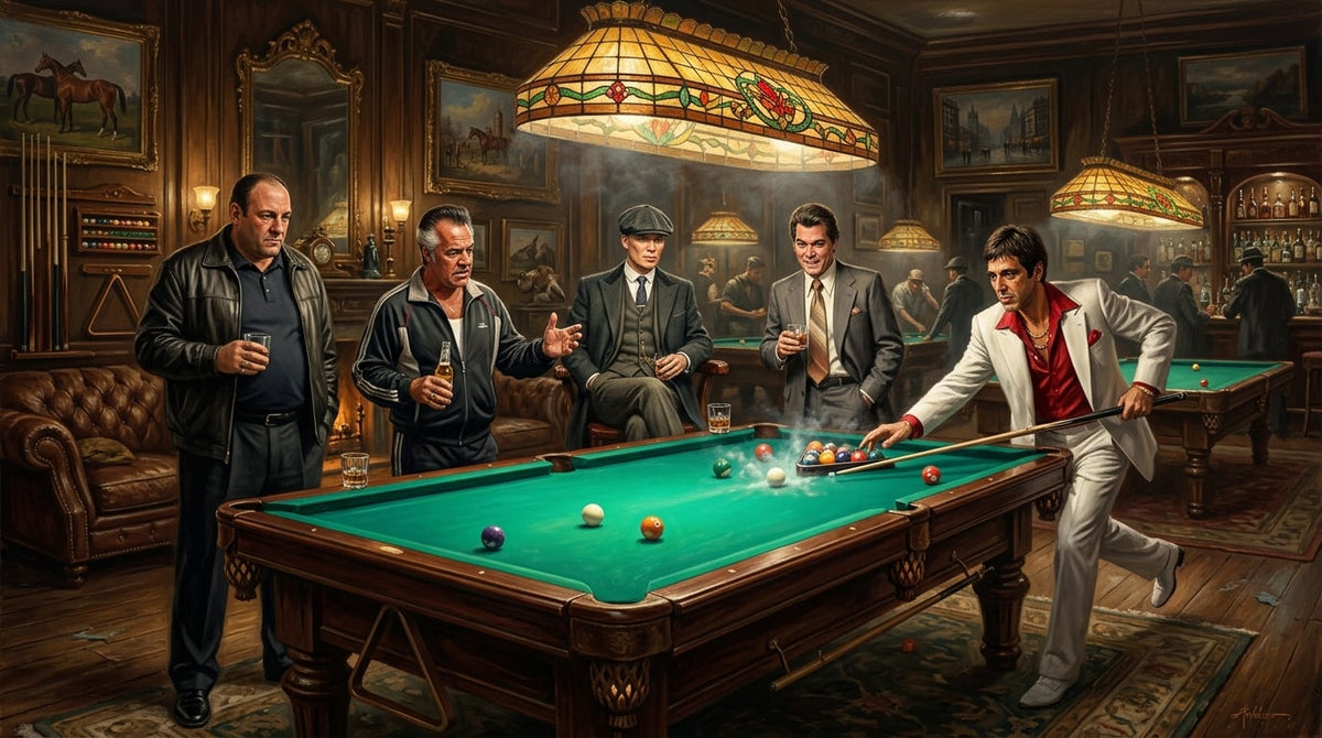 Gangster Canvas Wall Art, Mafia Pool Hall Scene, Man Cave Decor