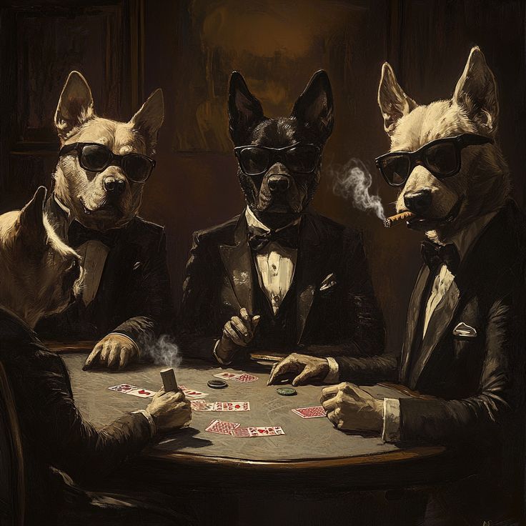 Dogs Playing Poker In Suits Canvas Wall Art, Ready To Hang