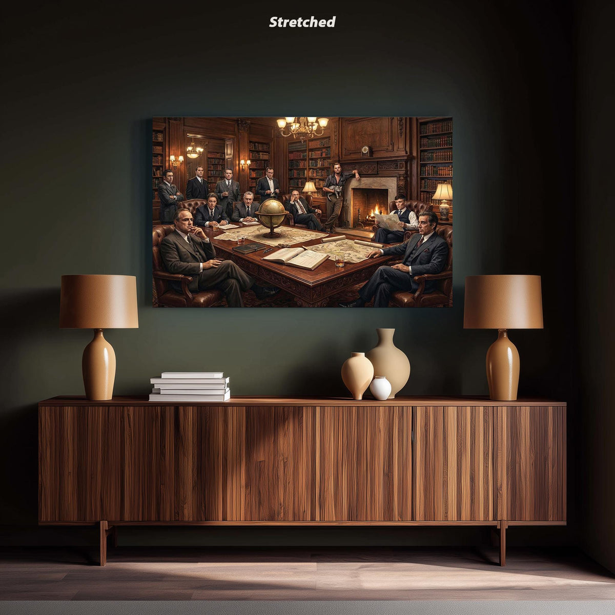 Gangster Meeting Canvas Print, Crime Cinema, Man Cave Decor