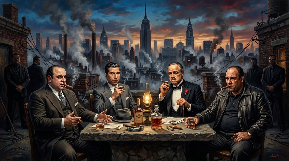Mafia Dinner Scene Canvas Wall Art, Urban Skyline Wall Decor