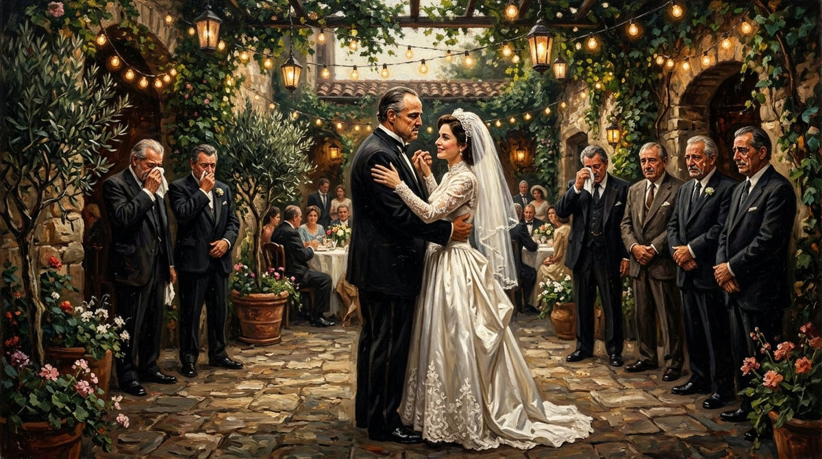 Gangster Wedding Scene, Mafia Canvas Wall Art, Horizontal Wall Decor