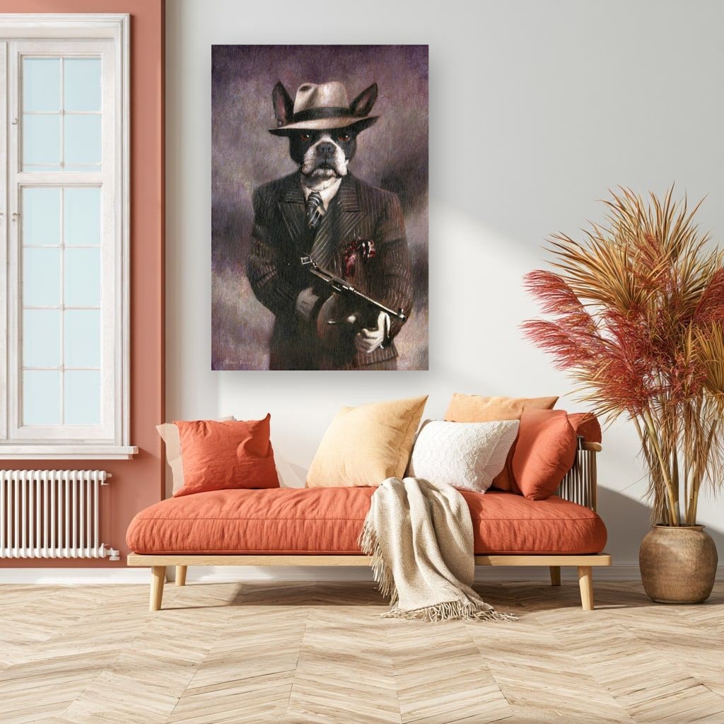 Vintage Dog Gangster Canvas Wall Art