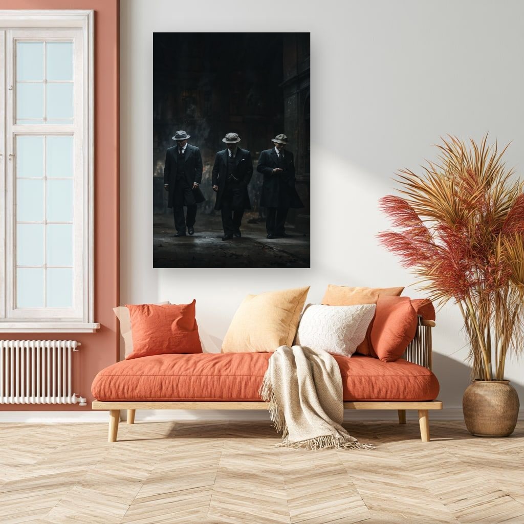 Vintage Gangster Canvas Wall Art in Dark Tones