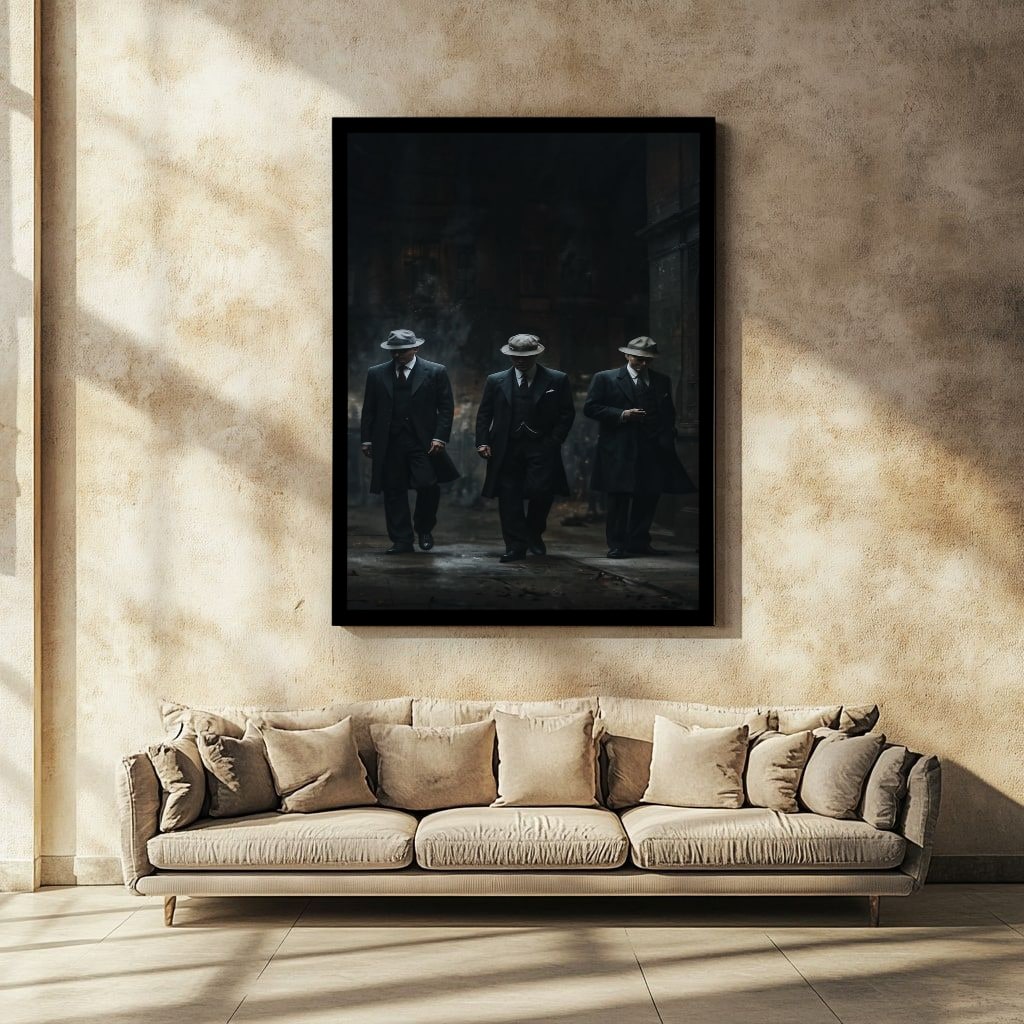 Vintage Gangster Canvas Wall Art in Dark Tones