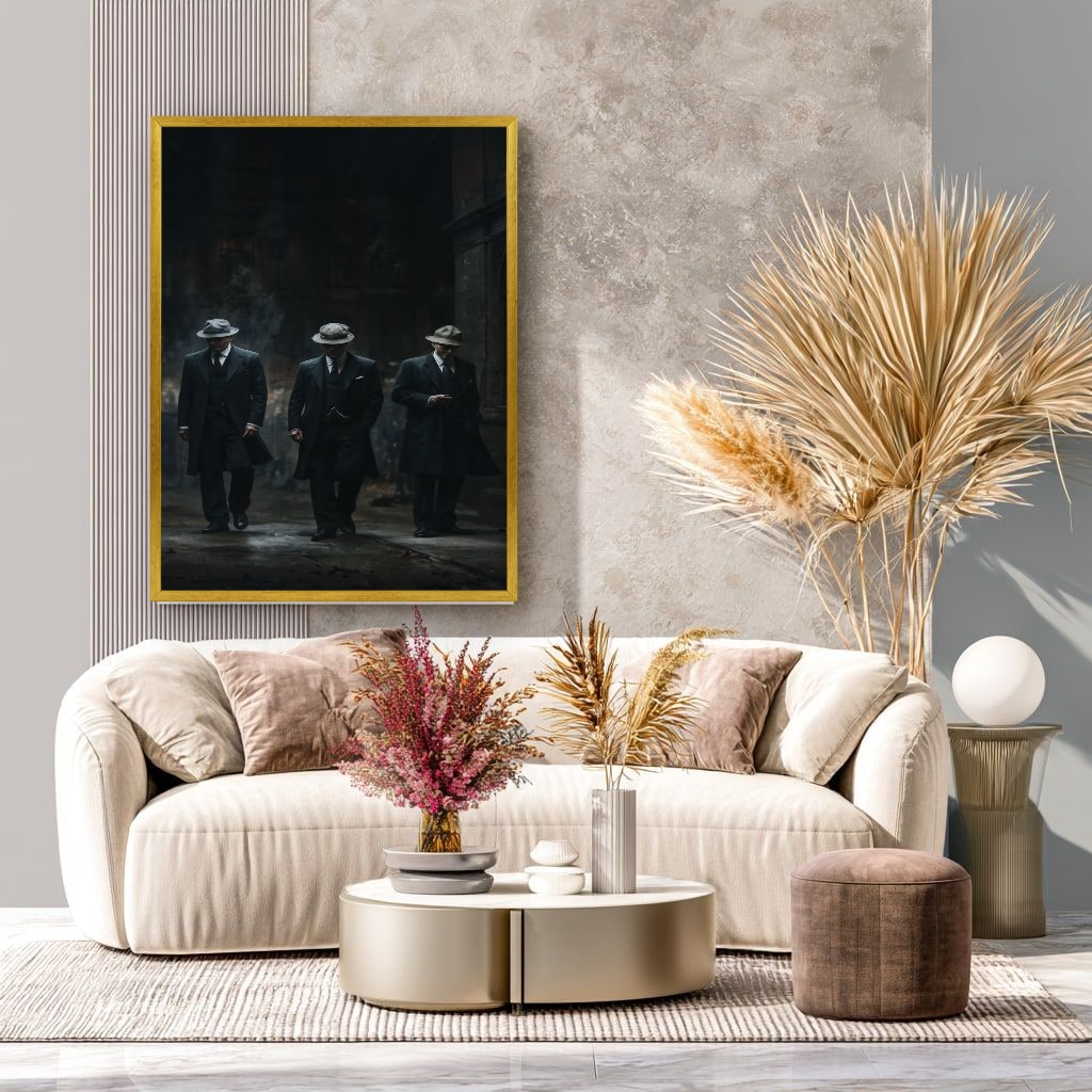 Vintage Gangster Canvas Wall Art in Dark Tones