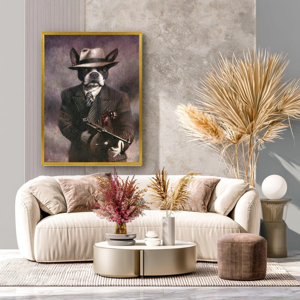 Vintage Dog Gangster Canvas Wall Art