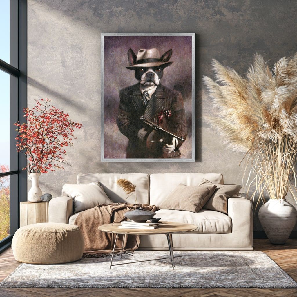 Vintage Dog Gangster Canvas Wall Art
