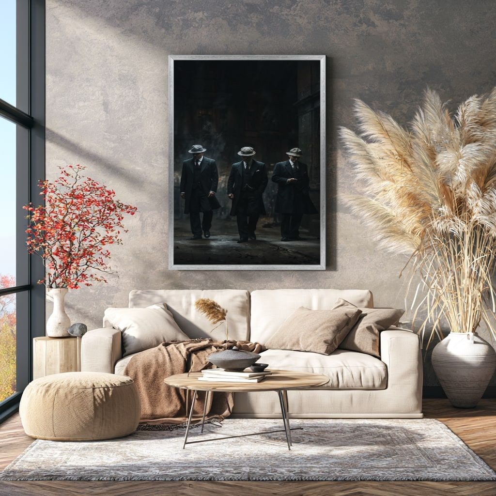 Vintage Gangster Canvas Wall Art in Dark Tones