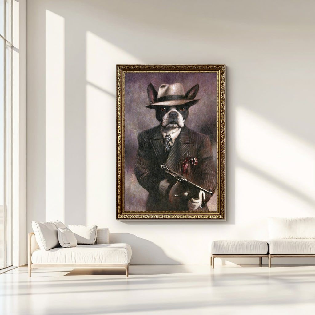Vintage Dog Gangster Canvas Wall Art