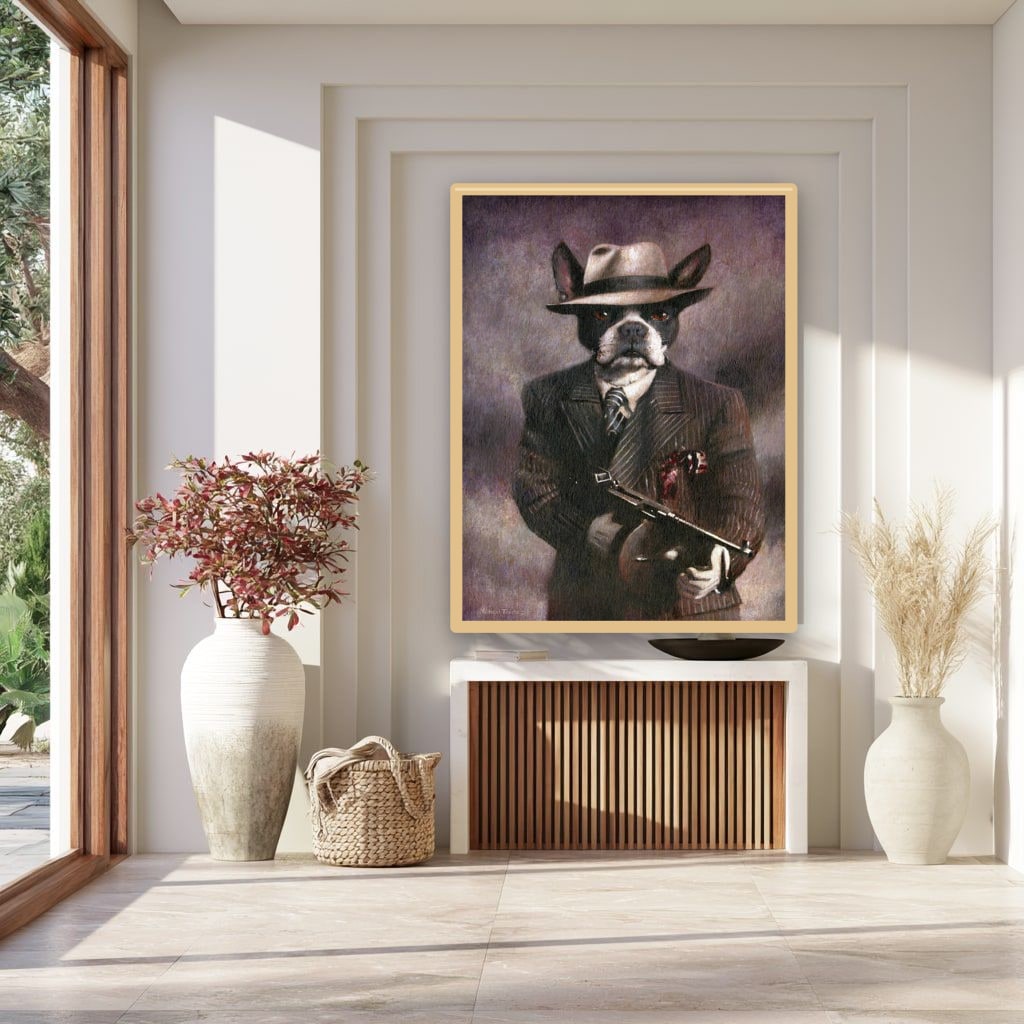 Vintage Dog Gangster Canvas Wall Art