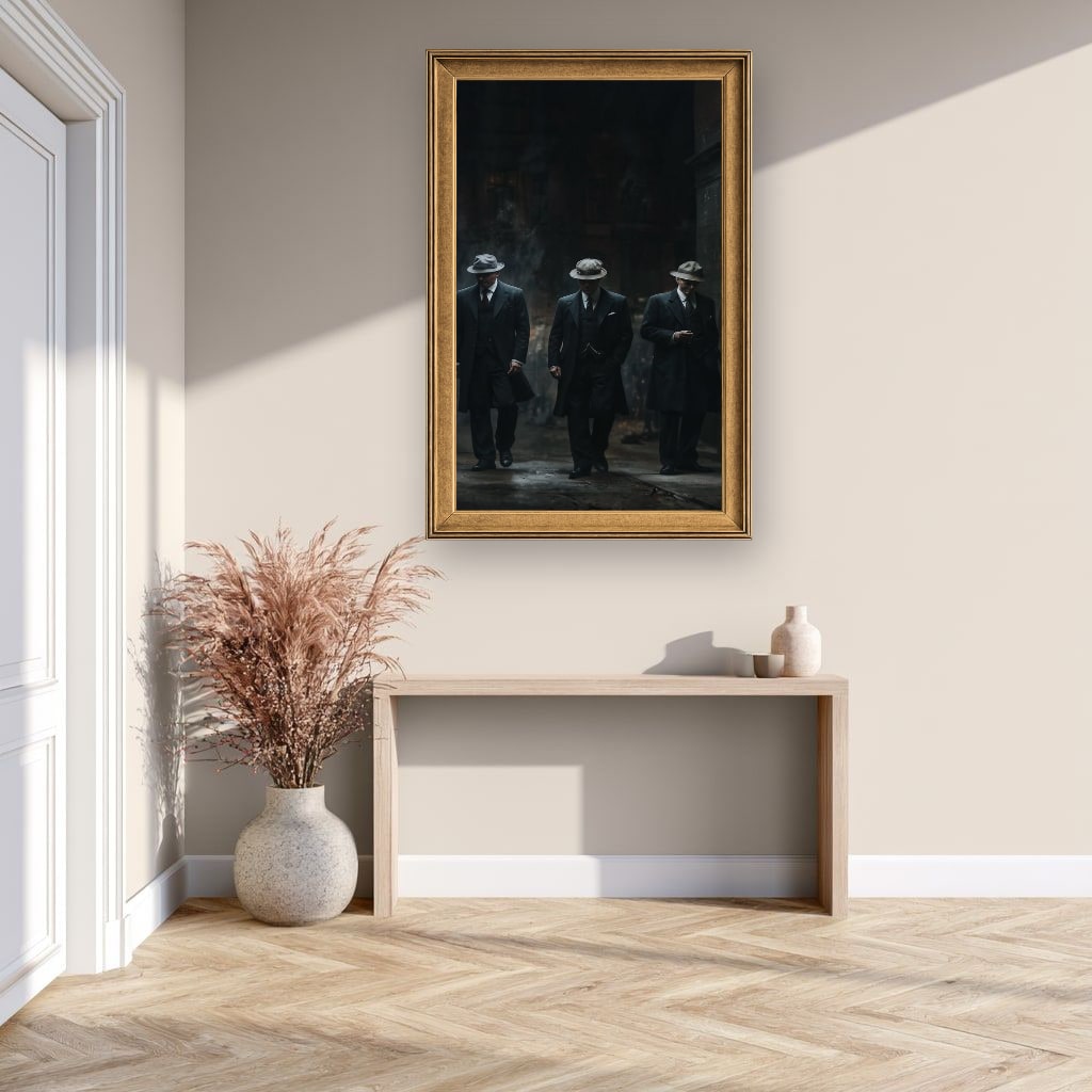 Vintage Gangster Canvas Wall Art in Dark Tones