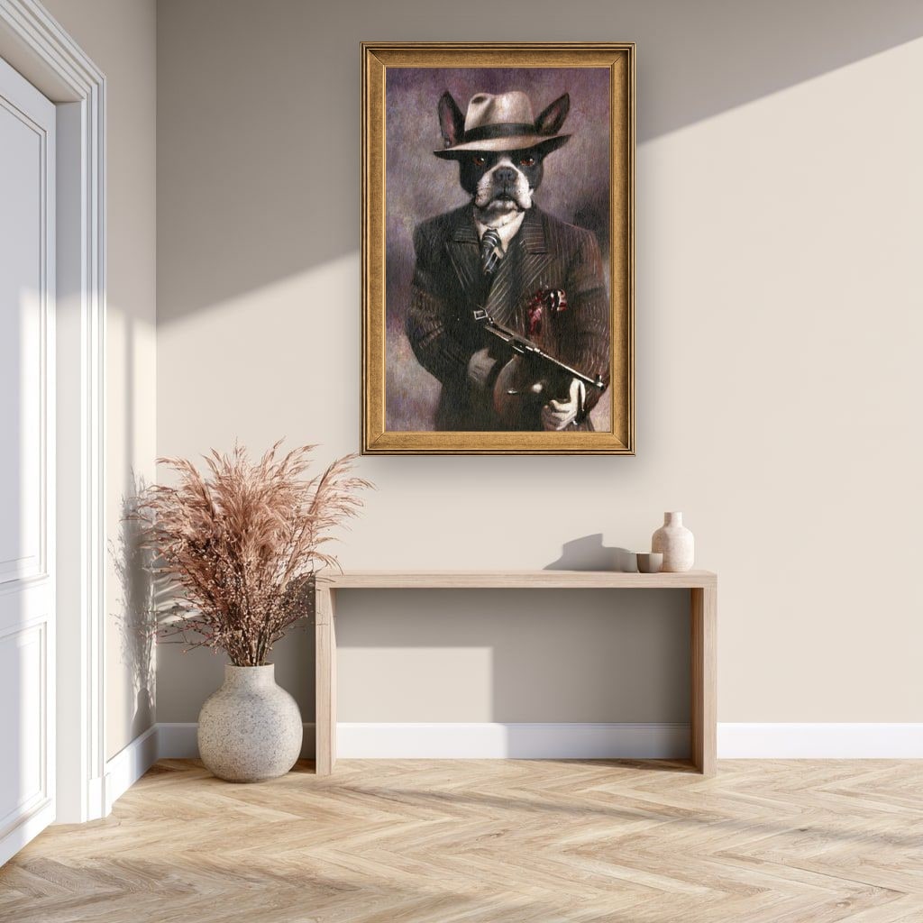 Vintage Dog Gangster Canvas Wall Art