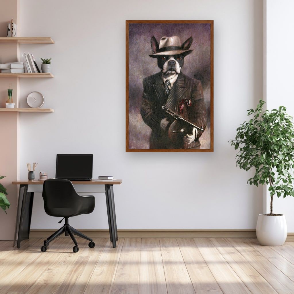 Vintage Dog Gangster Canvas Wall Art