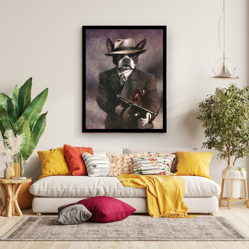 Vintage Dog Gangster Canvas Wall Art