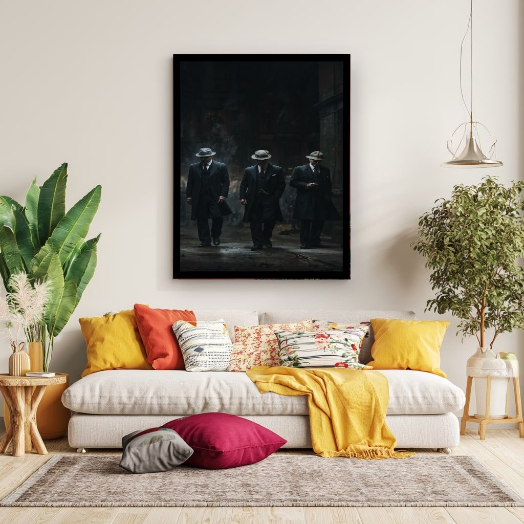 Vintage Gangster Canvas Wall Art in Dark Tones