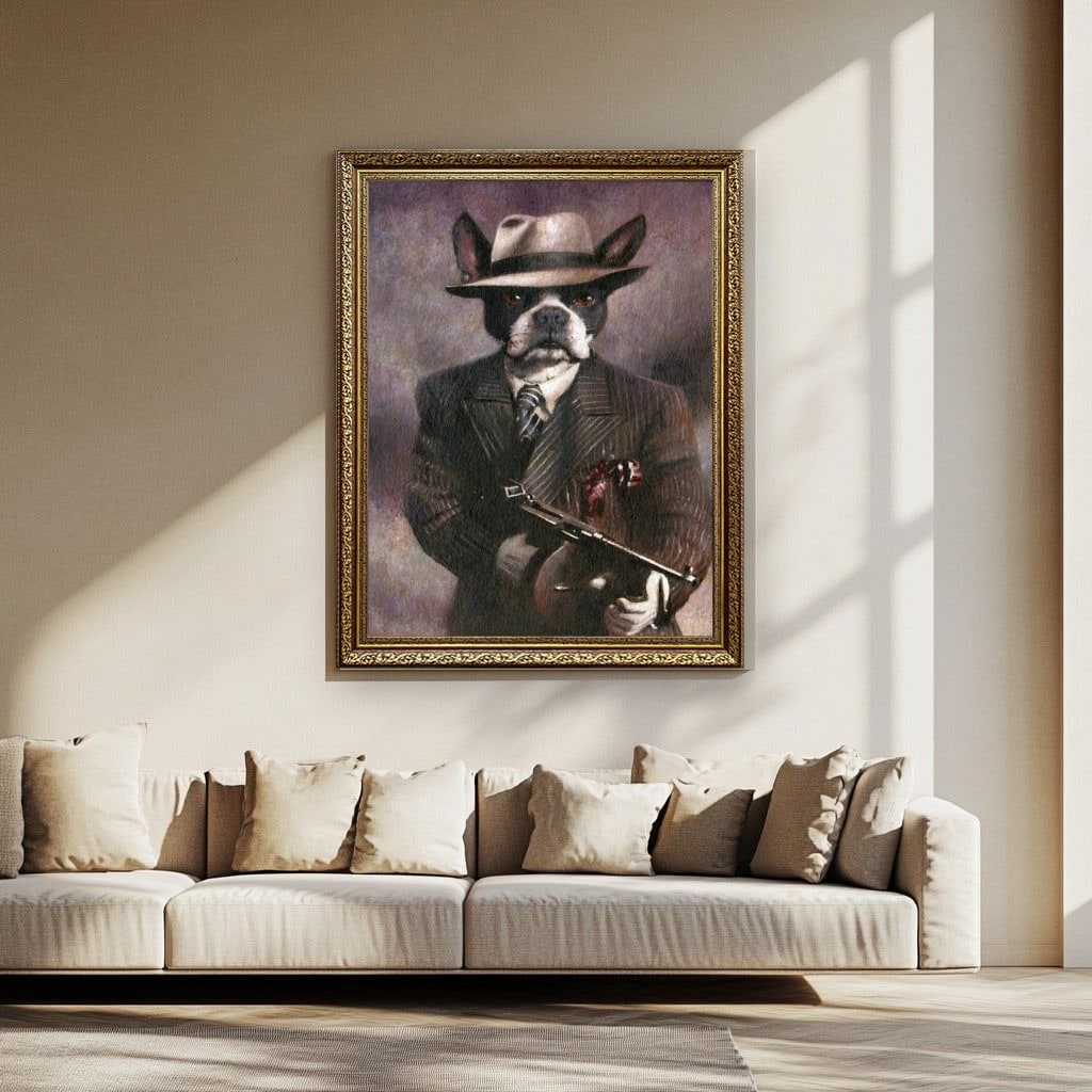 Vintage Dog Gangster Canvas Wall Art