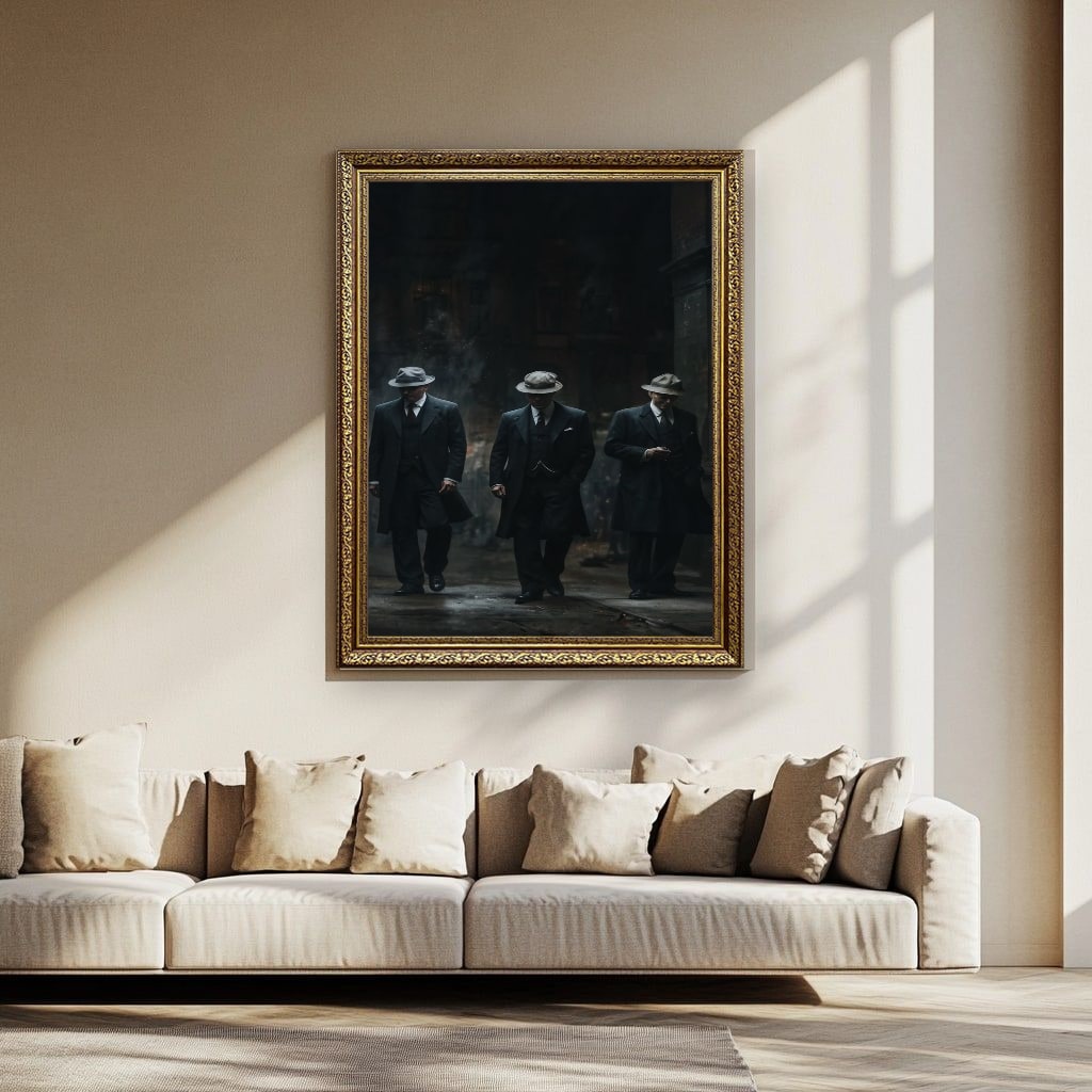 Vintage Gangster Canvas Wall Art in Dark Tones
