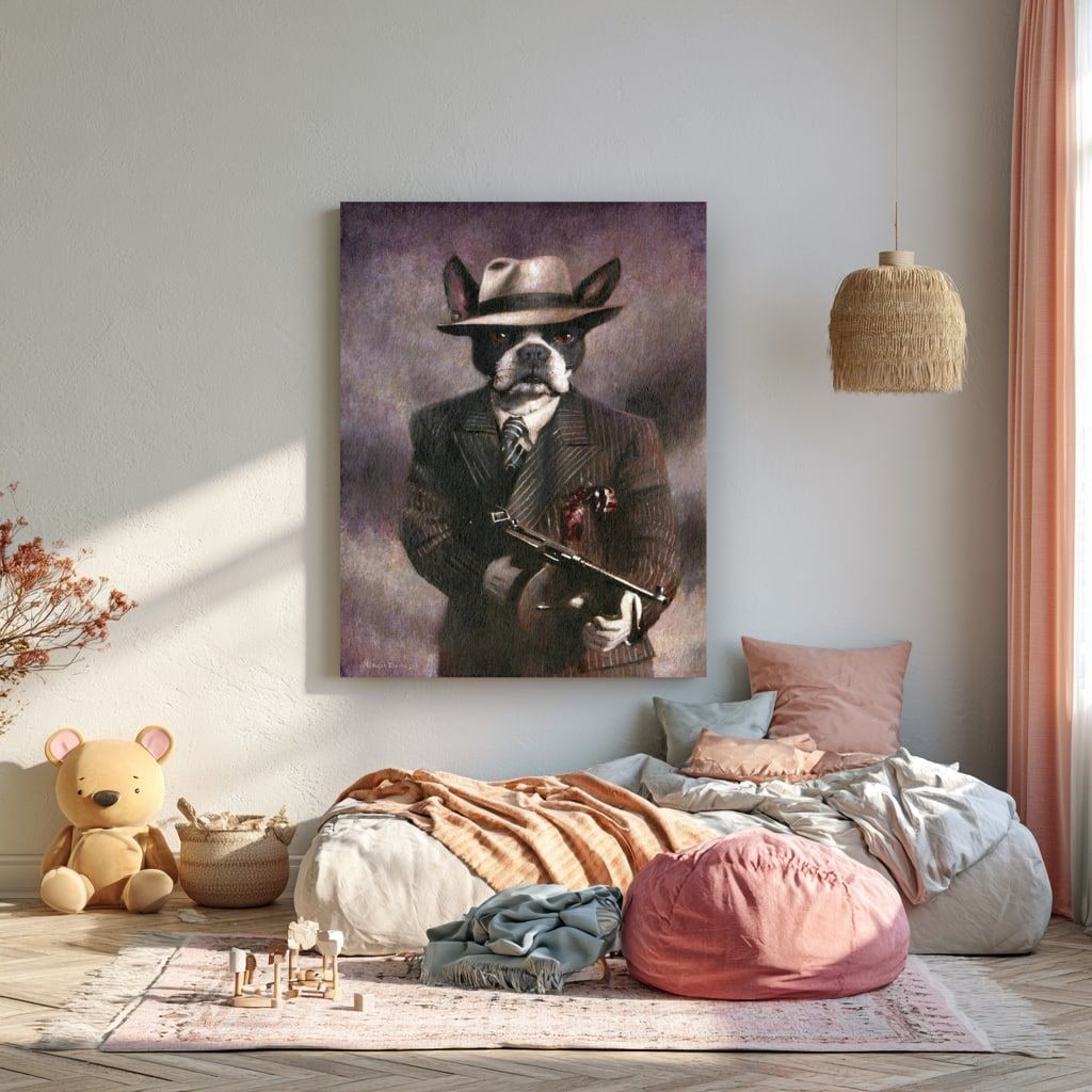 Vintage Dog Gangster Canvas Wall Art