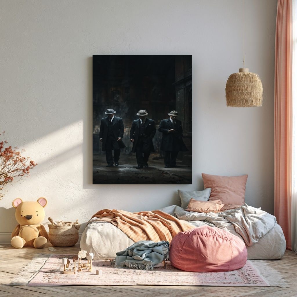 Vintage Gangster Canvas Wall Art in Dark Tones