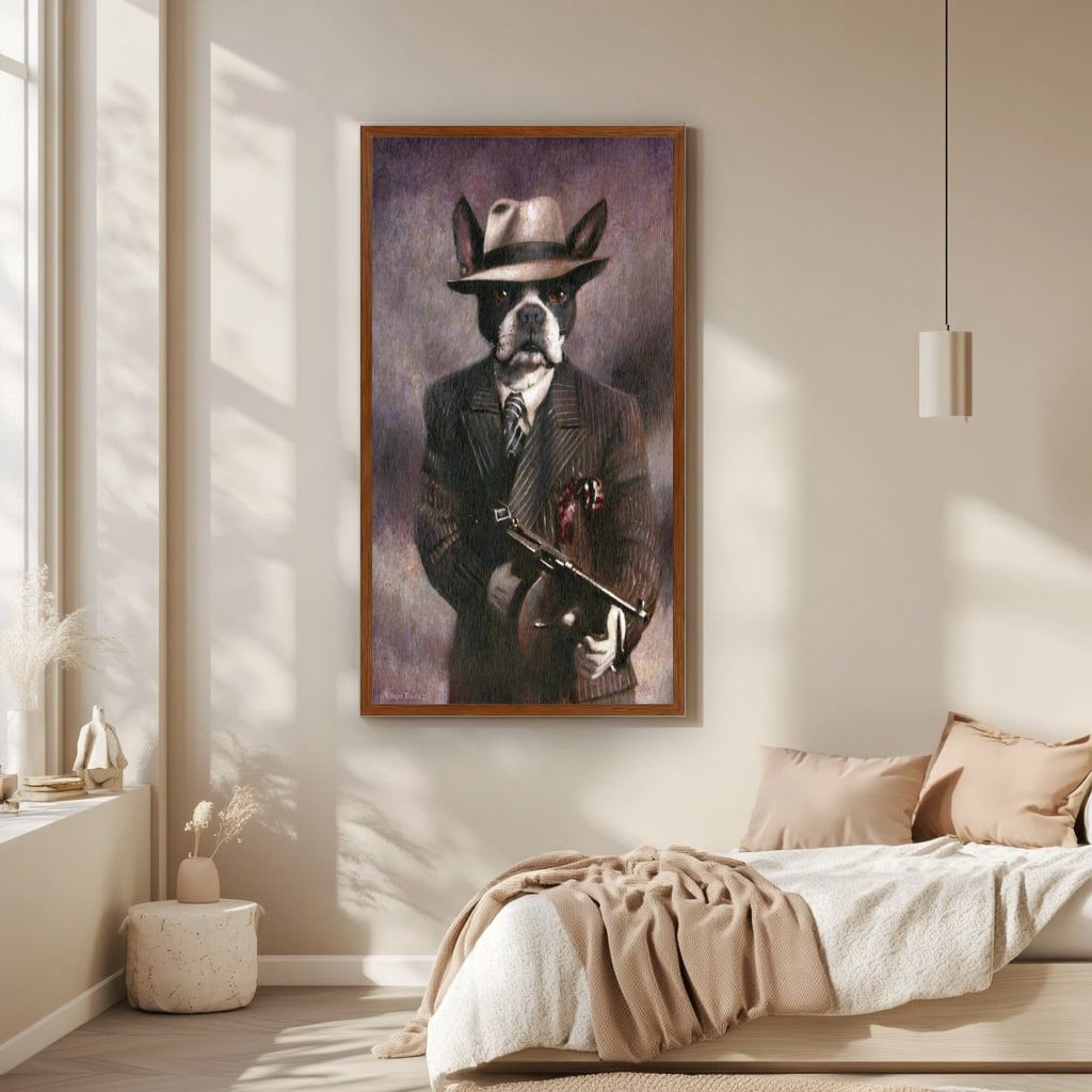 Vintage Dog Gangster Canvas Wall Art
