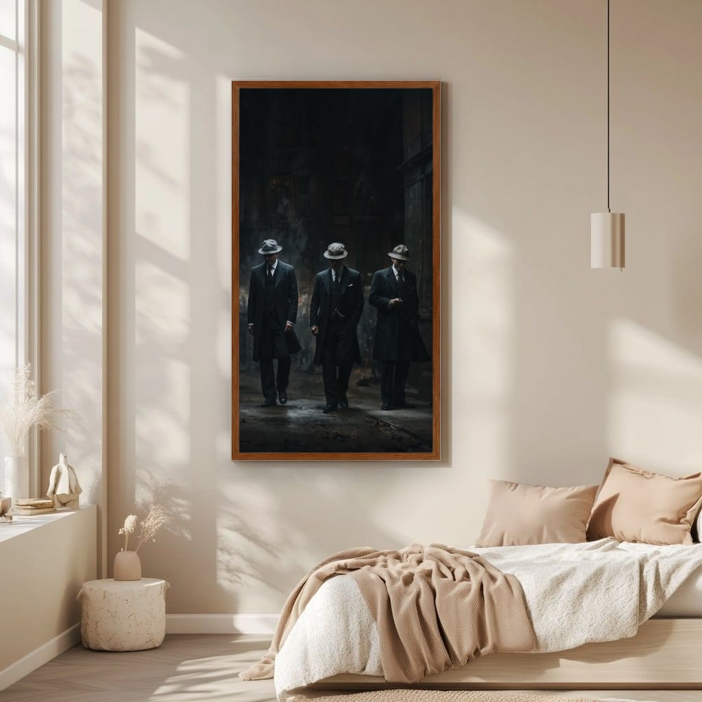 Vintage Gangster Canvas Wall Art in Dark Tones