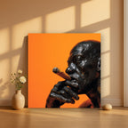 Man Smoking Cigar Portrait Canvas Wall Art, Burnt Orange, Vintage Noir