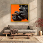 Gorilla Smoking Cigar Close Up Canvas Wall Art, Burnt Orange