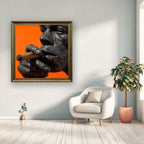 Gorilla Smoking Cigar Close Up Canvas Wall Art, Burnt Orange