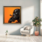 Man Smoking Cigar Portrait Canvas Wall Art, Burnt Orange, Vintage Noir