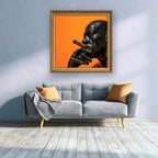 Man Smoking Cigar Portrait Canvas Wall Art, Burnt Orange, Vintage Noir
