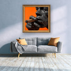 Gorilla Smoking Cigar Close Up Canvas Wall Art, Burnt Orange