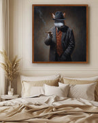 Monochrome Rabbit Gangster Canvas Wall Art, Vintage Noir, Square Panel