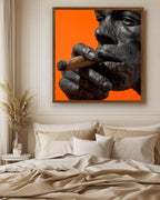 Gorilla Smoking Cigar Close Up Canvas Wall Art, Burnt Orange