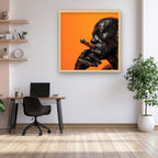 Man Smoking Cigar Portrait Canvas Wall Art, Burnt Orange, Vintage Noir