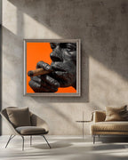 Gorilla Smoking Cigar Close Up Canvas Wall Art, Burnt Orange