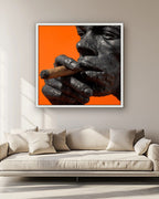Gorilla Smoking Cigar Close Up Canvas Wall Art, Burnt Orange