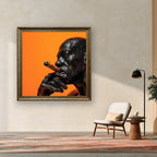 Man Smoking Cigar Portrait Canvas Wall Art, Burnt Orange, Vintage Noir