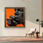 Gorilla Smoking Cigar Close Up Canvas Wall Art, Burnt Orange
