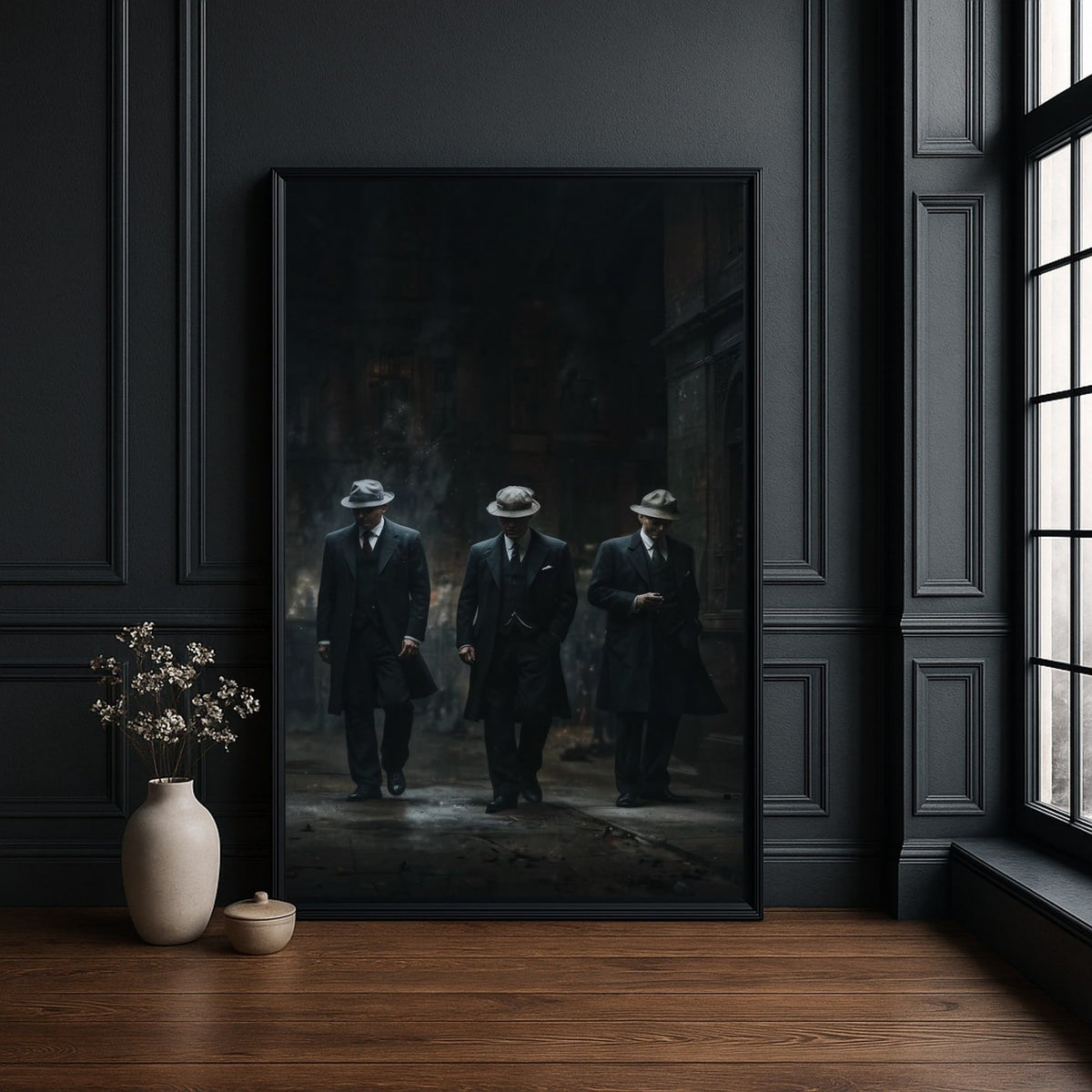 Vintage Gangster Canvas Wall Art in Dark Tones