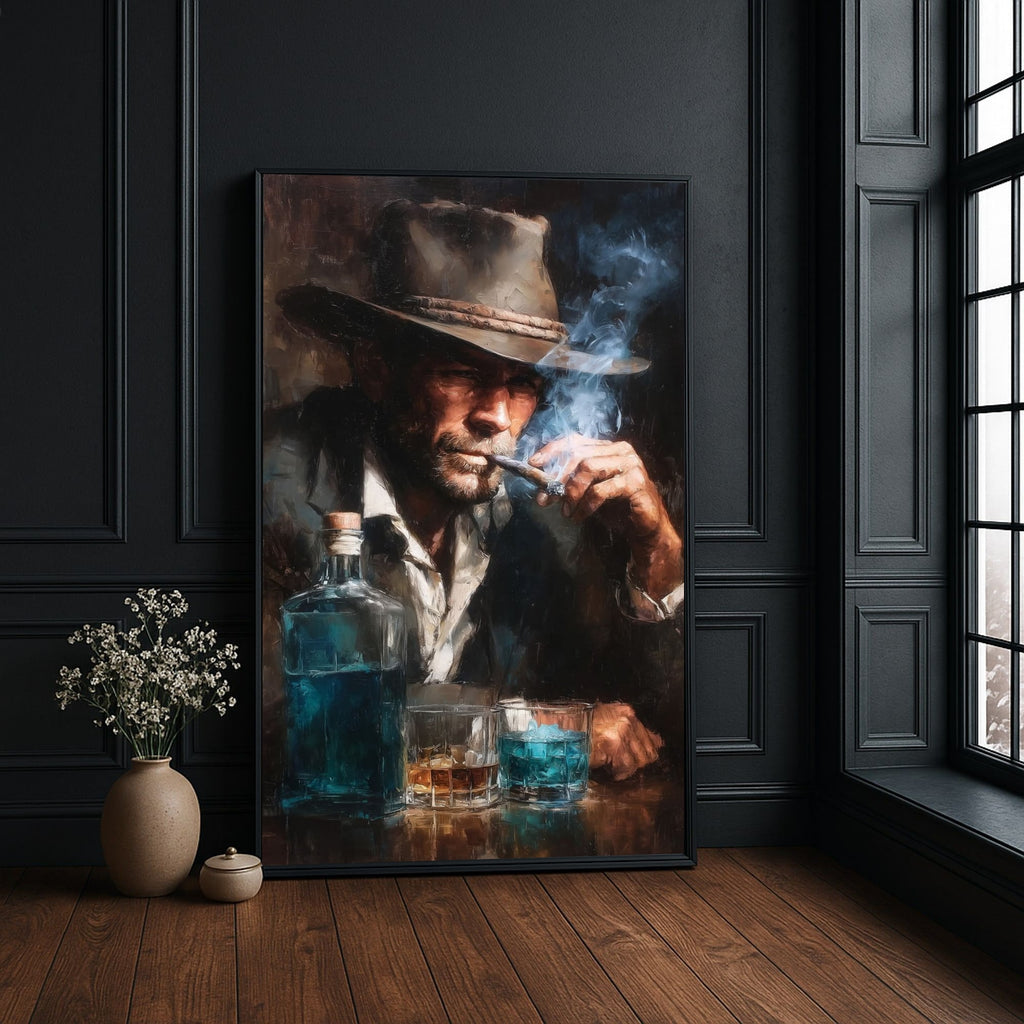 cowboy portrait, vintage western art, canvas wall art