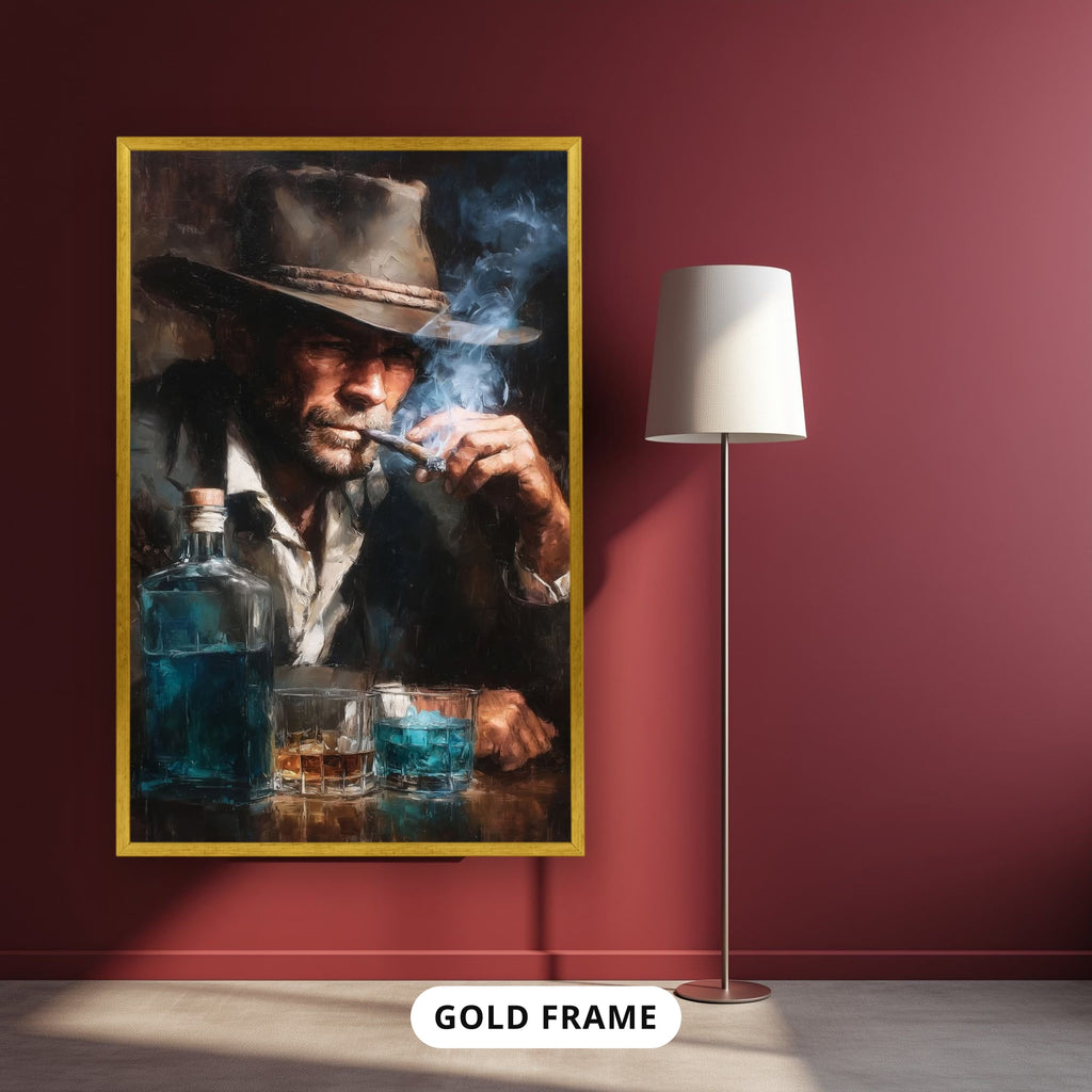 cowboy portrait, vintage western art, canvas wall art