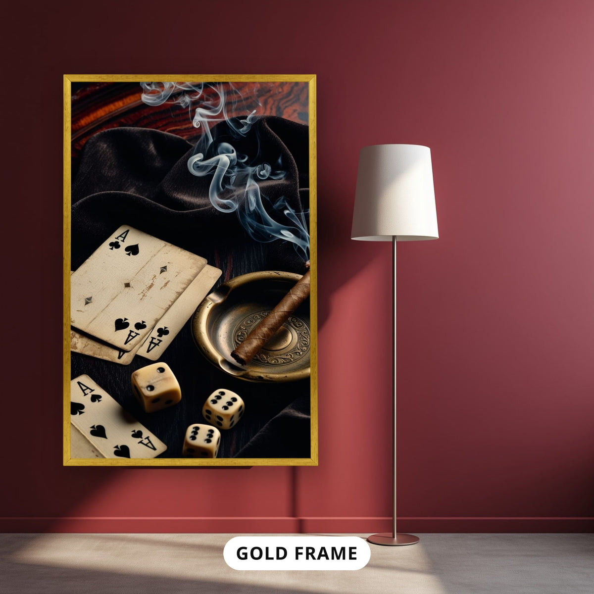 playing cards canvas wall art, vintage casino decor