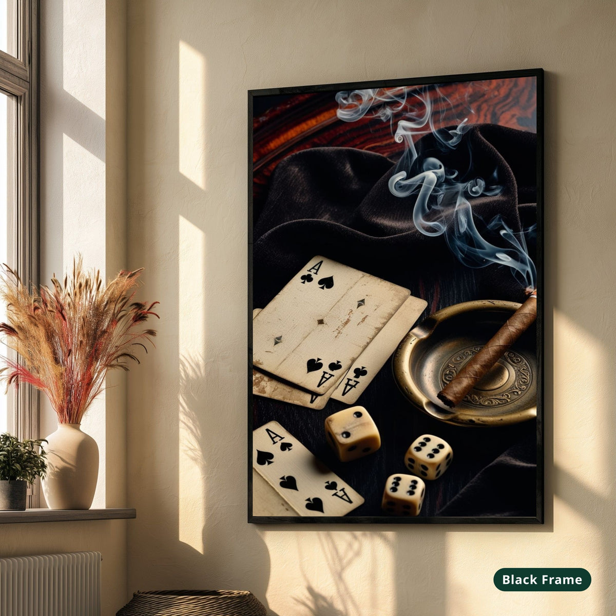 playing cards canvas wall art, vintage casino decor