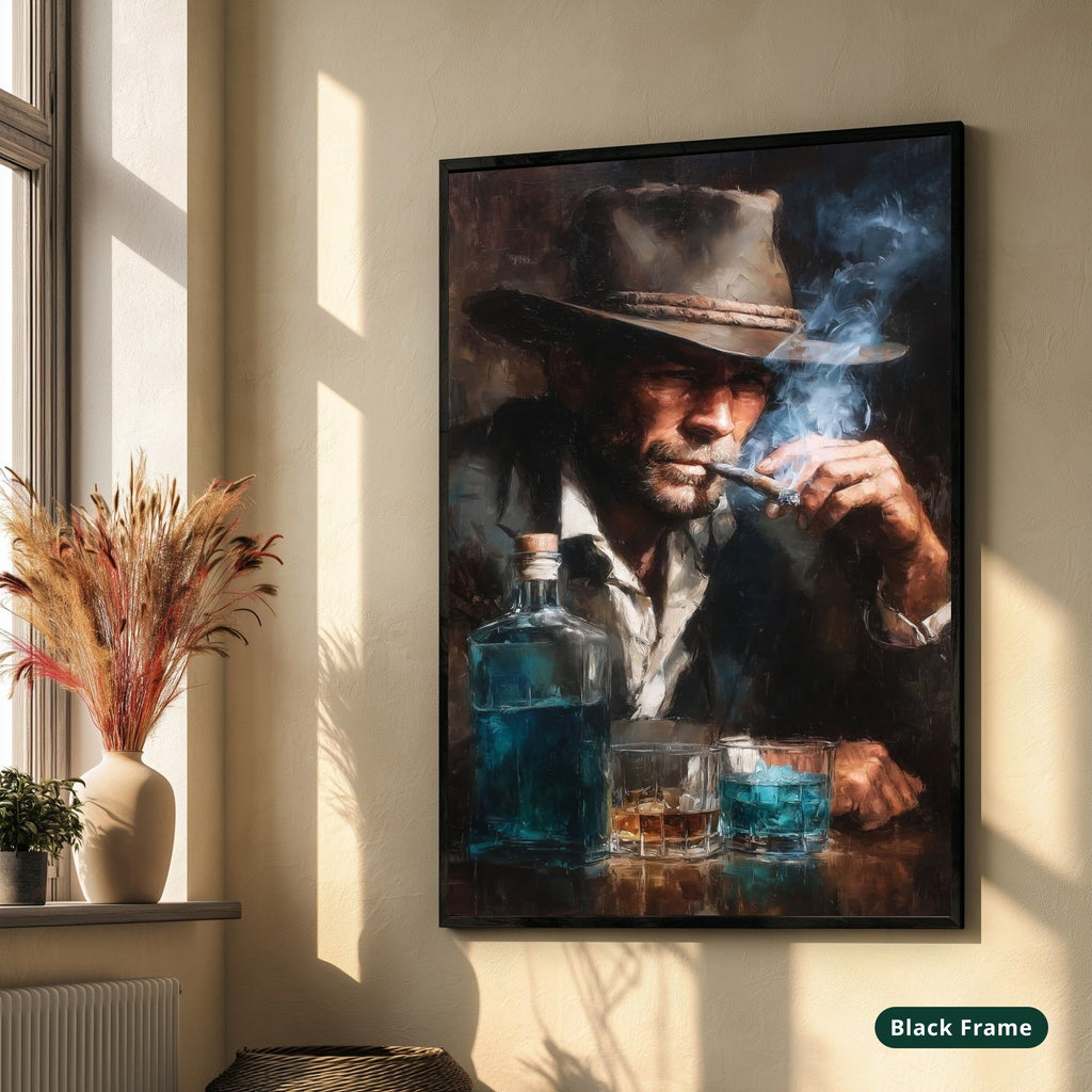 cowboy portrait, vintage western art, canvas wall art